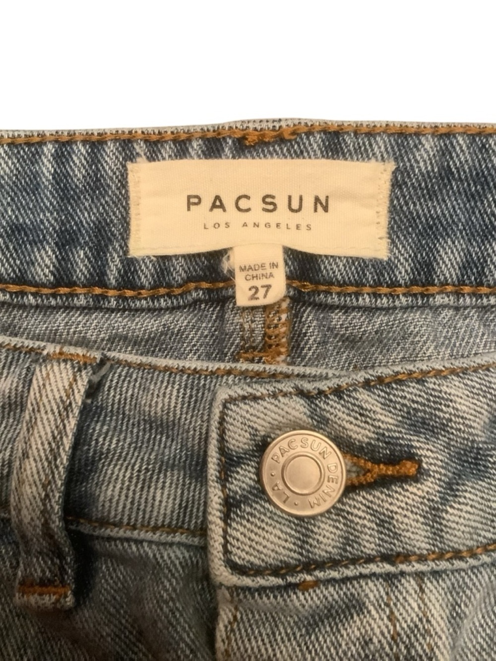 PacSun Denim Mini Skirt Waist Size 27 Button Front Utility Pockets Y2K - Picture 6 of 9